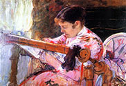 Mary Cassatt, canvas art, reproduction, Lydia at the Tapestry Loom