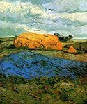 Impressionist painter, Vincent Van Gogh art, giclee canvas, Haystacks under a Rainy Sky, 1890