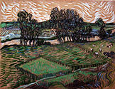 Landscape with Bridge across the Oise, 1890, Impressionist painter, Vincent Van Gogh art, giclee canvas