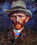 VINCENT VAN GOGH impressionism, impressionist art, Self-Portrait with Grey Felt Hat, 1886