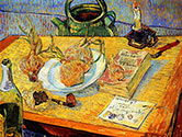 VINCENT VAN GOGH impressionism, impressionist art, Still Life Drawing Board, Pipe, Onions and Sealing-Wax