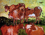 VINCENT VAN GOGH impressionism, impressionist art, Cows after Jordaens, 1890