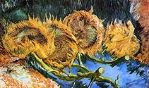 VINCENT VAN GOGH impressionism, impressionist art, Four Cut Sunflowers, 1887