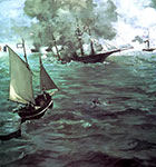 Edouard Manet painting, art canvas, Battle of Kearsarge and the Alabama