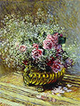 impressionist art canvas, Flowers in a Pot (also known as Roses and Baby's Breath)