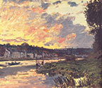 impressionist art canvas, The Seine at Bougival in the Evening