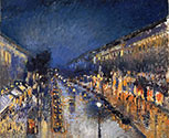 artist Camile Pissarro art canvas, The boulevaerd Montmartre at night