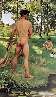 Frédéric Bazille giclee art canvas, Fisherman with a net Fisherman with a net, fine art canvas reproduction print
