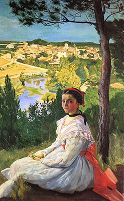 View of the village, fine art canvas reproduction print