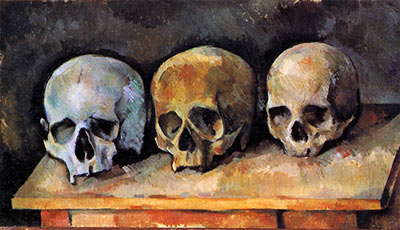 Still life, Three Skulls, fine art canvas reproduction print