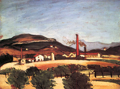 Factories near Mont de Cengle, fine art canvas reproduction print