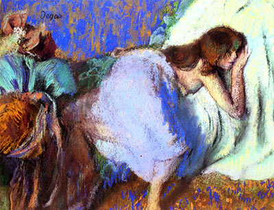 Edgar Degas giclee art canvas, A Quiet Girl in Bed, 1893 A Quiet Girl in Bed, 1893, fine art canvas reproduction print