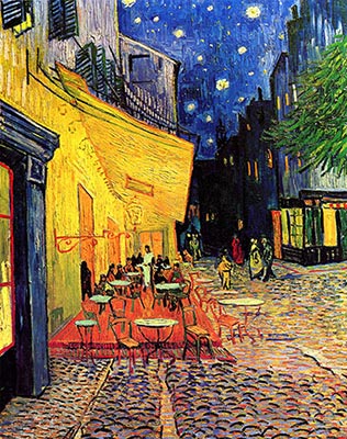 The Cafe Terrace on the Place du Forum, Arles, at Night, fine art canvas reproduction print