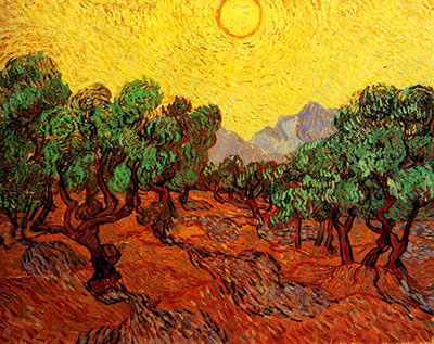 Olive Trees with Yellow Sky and Sun, 1889