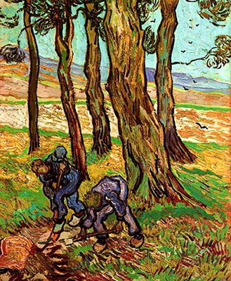 Two Diggers Among Trees, 1890, fine art canvas reproduction print