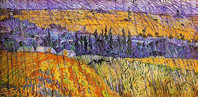 Landscape at Auvers in the Rain, 1890, fine art canvas reproduction print