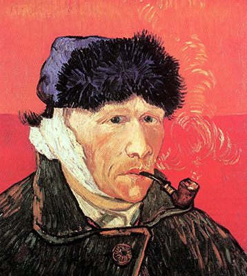 Self-Portrait with Bandaged Ear and Pipe, 1889, fine art canvas reproduction print