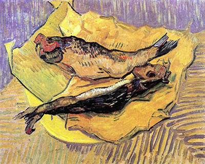 Still Life Bloaters on a Piece of Yellow Paper