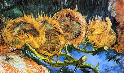 Four Cut Sunflowers, 1887, fine art canvas reproduction print