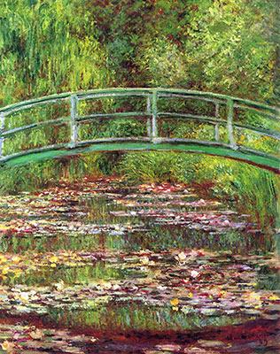 Japanese Bridge over the Lily Pond, fine art canvas reproduction print