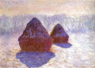 Heap of Hay in the Snow, fine art canvas reproduction print