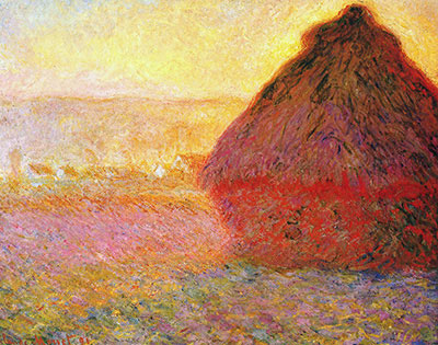 Heap of Hay in the Sunset, fine art canvas reproduction print