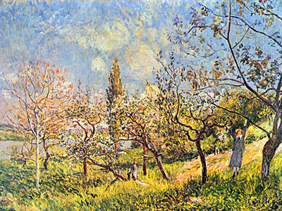 Alfred Sisley giclee art canvas, Orchard in spring Orchard in spring, fine art canvas reproduction print