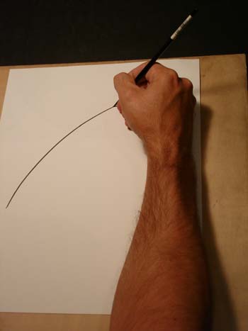draw with arm not wrist, pen ink lesson