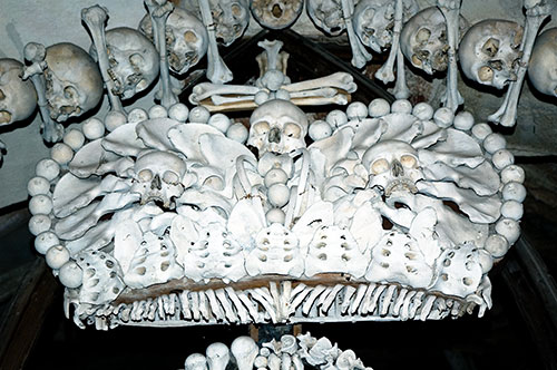 Bone Art Arrangement, sedlec ossuary, bone church, chapel photograph