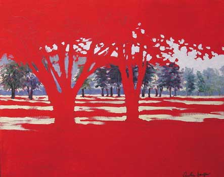 red ground for landscape, tree painting