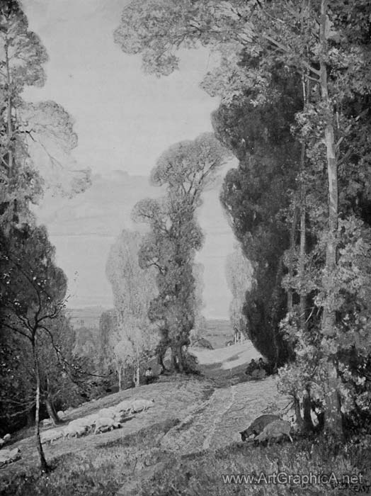 landscape painting, lake bourget, from mont revard