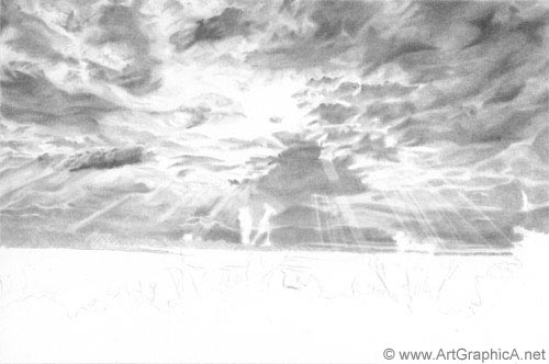 drawing clouds, art lesson online