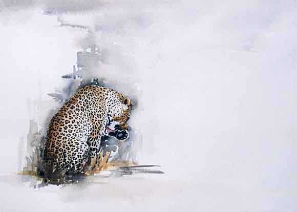 leopard watercolour painting, wildlife art