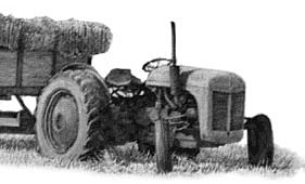 tractor, pencil drawing