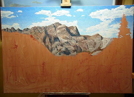 rugged buttes, oil painting demo