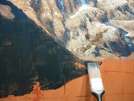 lição de arte livre, pintura a óleo, árvores