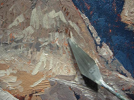 texturas faca de paleta, montanha, rochas