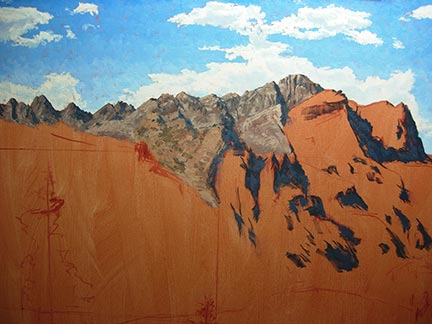 painting session, Sierra mountains, buttes, art tutorial
