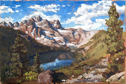 oil painting, mountain sketch, sierra nevada