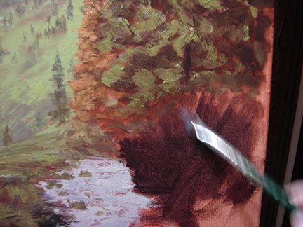 pintura da árvore, demonstração de pintura a óleo