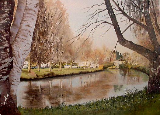 watercolor of christchurch river avon