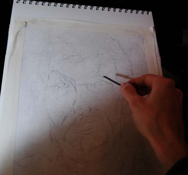 portrait drawing in charcoal drawing with charcoal