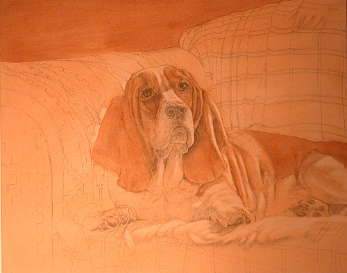 basset hound oil painting