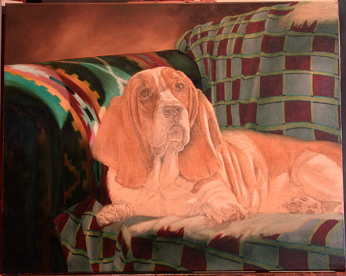 painting a basset hound