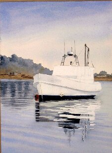 boat painting art, watercolors