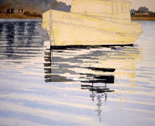 masking fluid, boat painting, water, ripples, waves