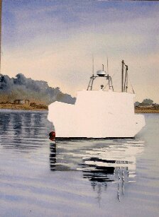 online watercolor lessons, painting a boat