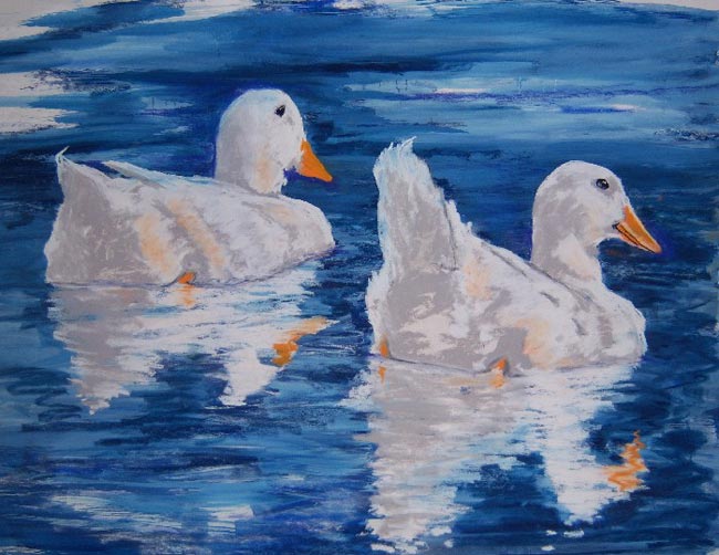ducks - pastel painting