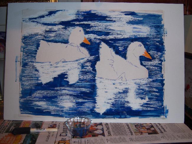 painting ducks, pastel painting lesson