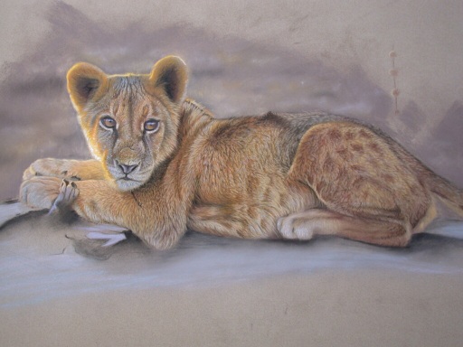 lion cub, pastel